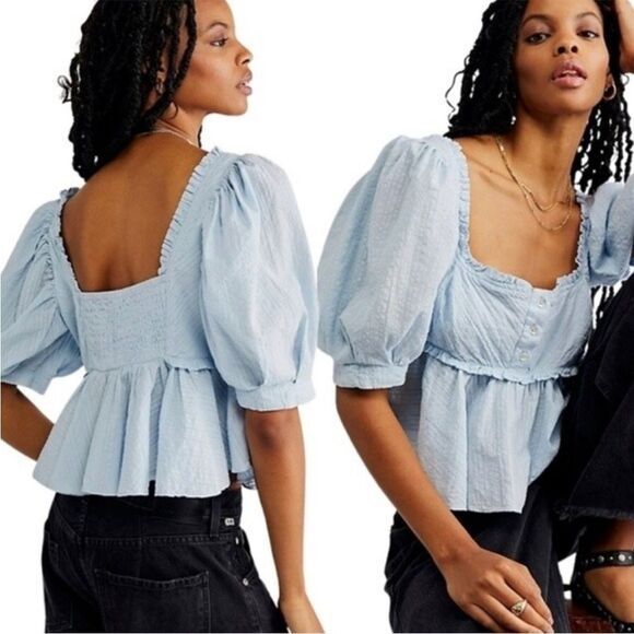 Free People NWOT Leave It To Me Babydoll Blouse - Picture 4 of 9